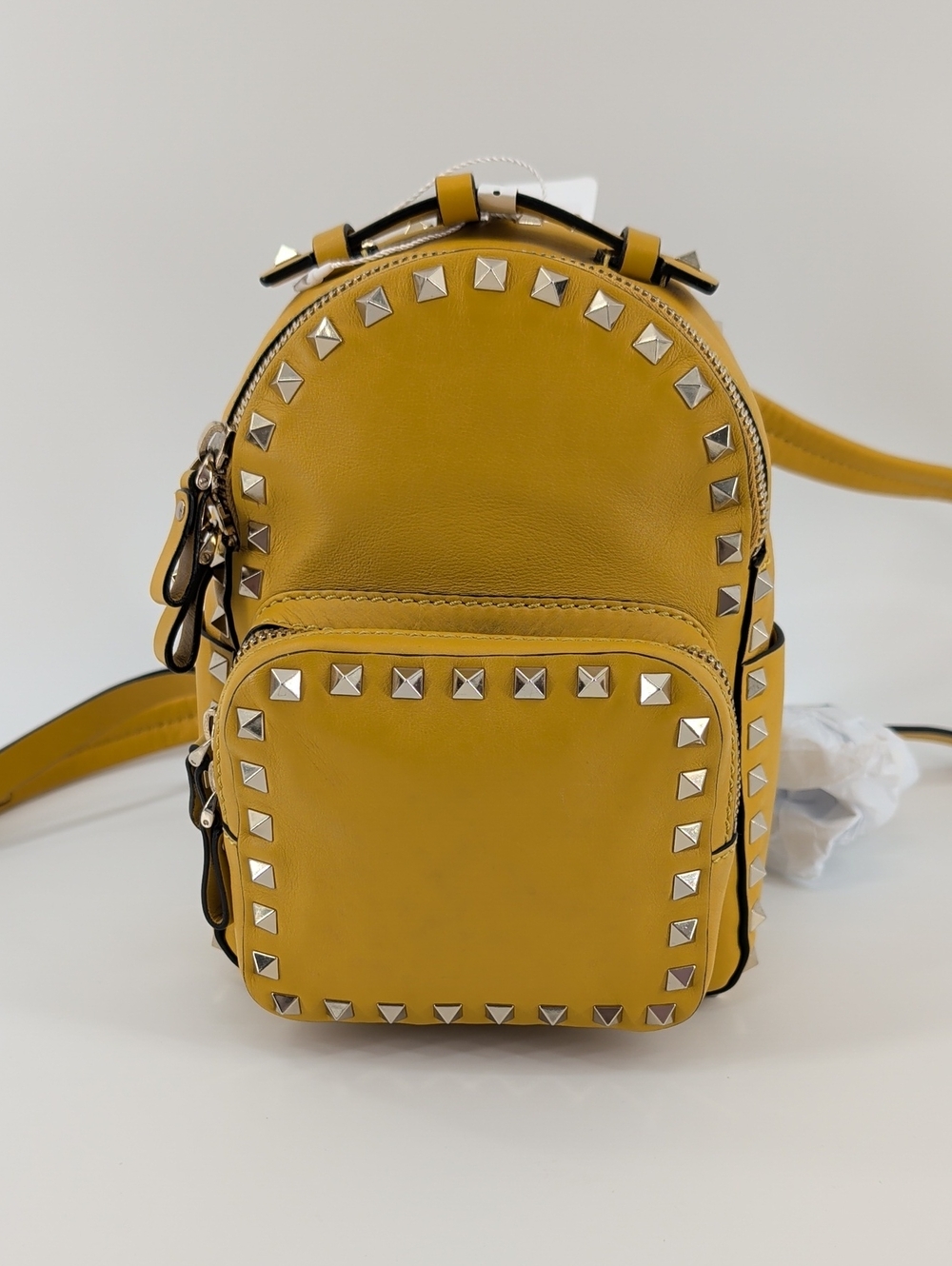 Valentino Yellow Studded Mini Leather Backpack